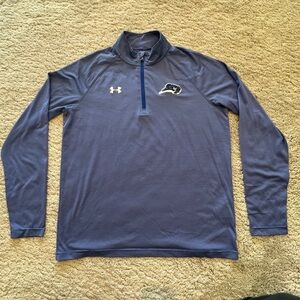 Under Armour Blue & White Striped Quarter Zip Pullover with Blue Raider logo